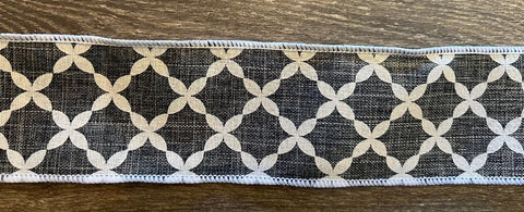 Morocco Canvas Wired Ribbon / Pewter 2.5"