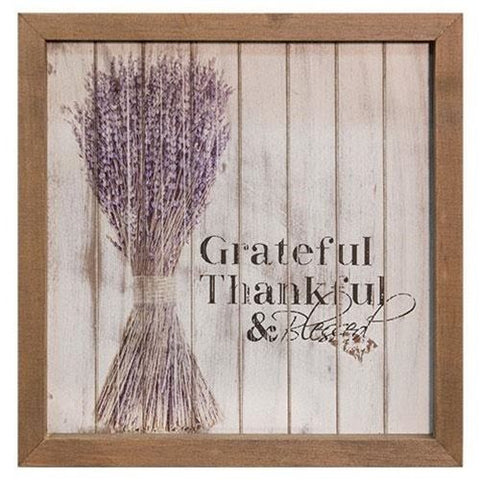 Grateful, Thankful & Blessed Framed Shiplap Sign 10"