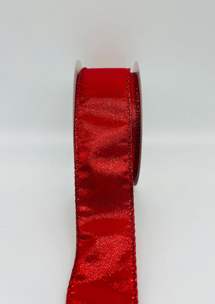 Red Shimmer Ribbon 1.5" Wired