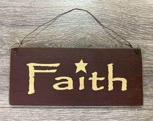 Faith Hanging Sign Burgundy 8" x 3.75"