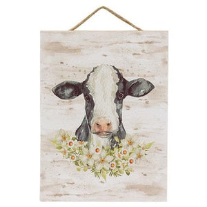 Cow & Flowers Hanging Portrait 8"
