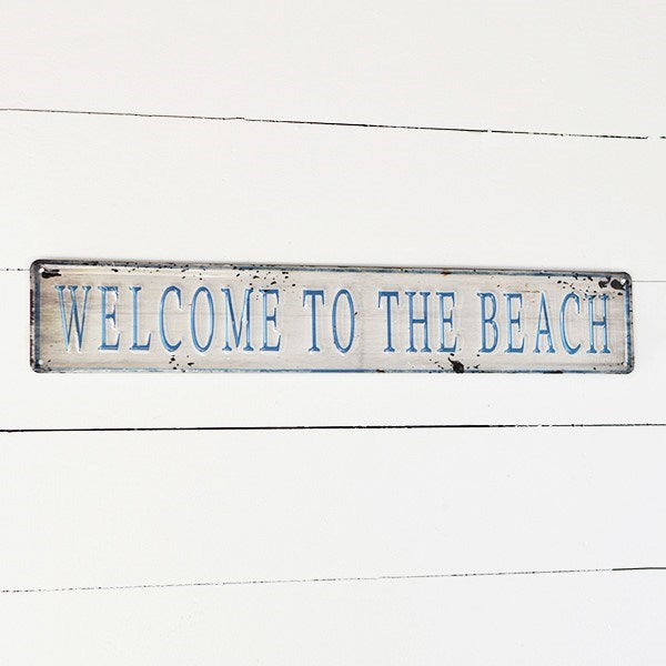 Welcome To The Beach Tin Sign 24" x 4"