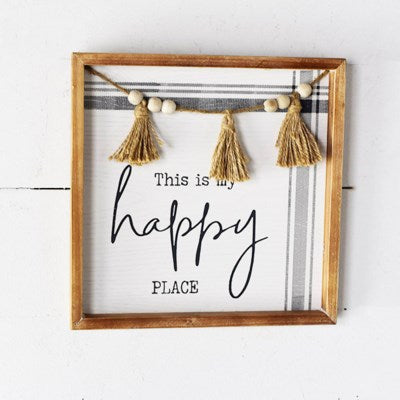 Happy Place Beaded Sign 12"