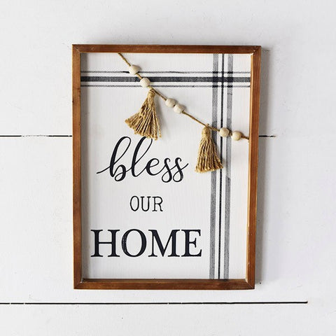 Bless Our Home Beaded Sign