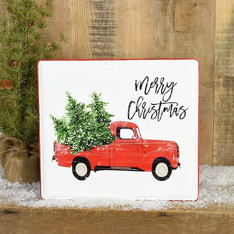 Tin Holiday Truck Sign