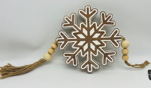 Wood Bead Snowflake Hanger 6"