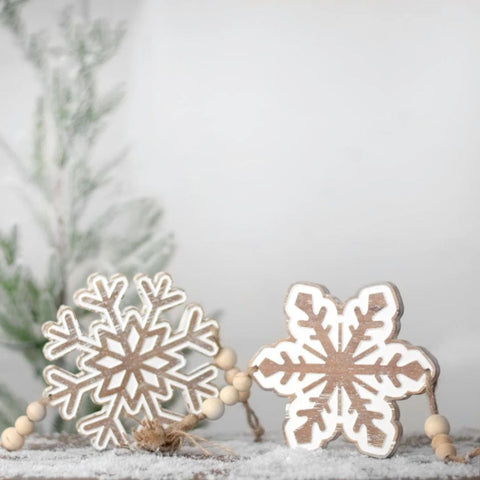 Wood Bead Snowflake Hanger 6"