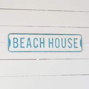 Beach House Metal Sign 26" x 6"