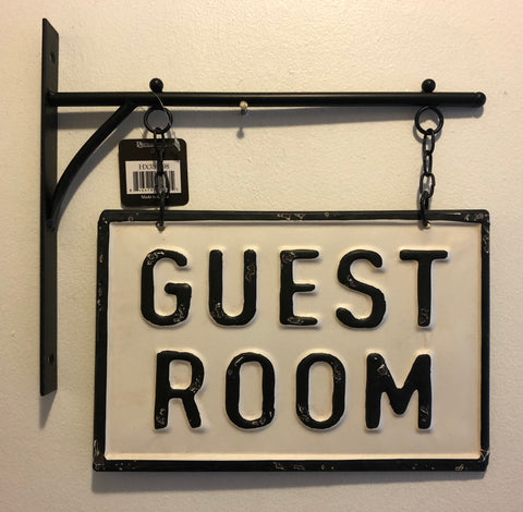 Guest Room Hanging Metal sign w/bracket