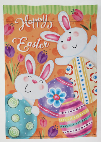 Happy Easter Bunnies Garden Flag 12" x 18"