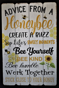 Honeybee Wood Sign 24"