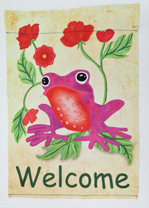 Frog Welcome Garden Flag 12" x 18"