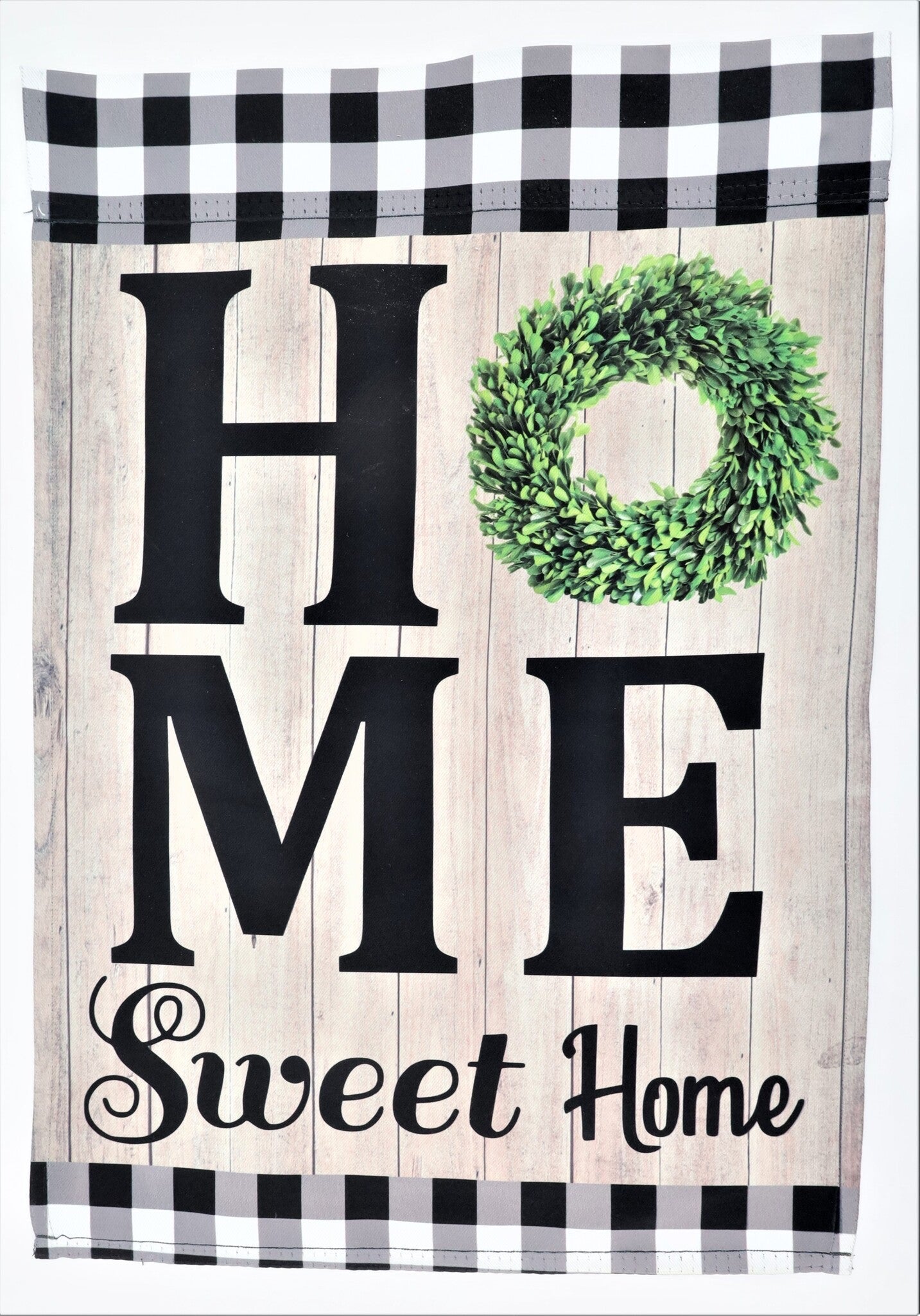 Home Sweet Home w/wreath garden flag 12" x 18"