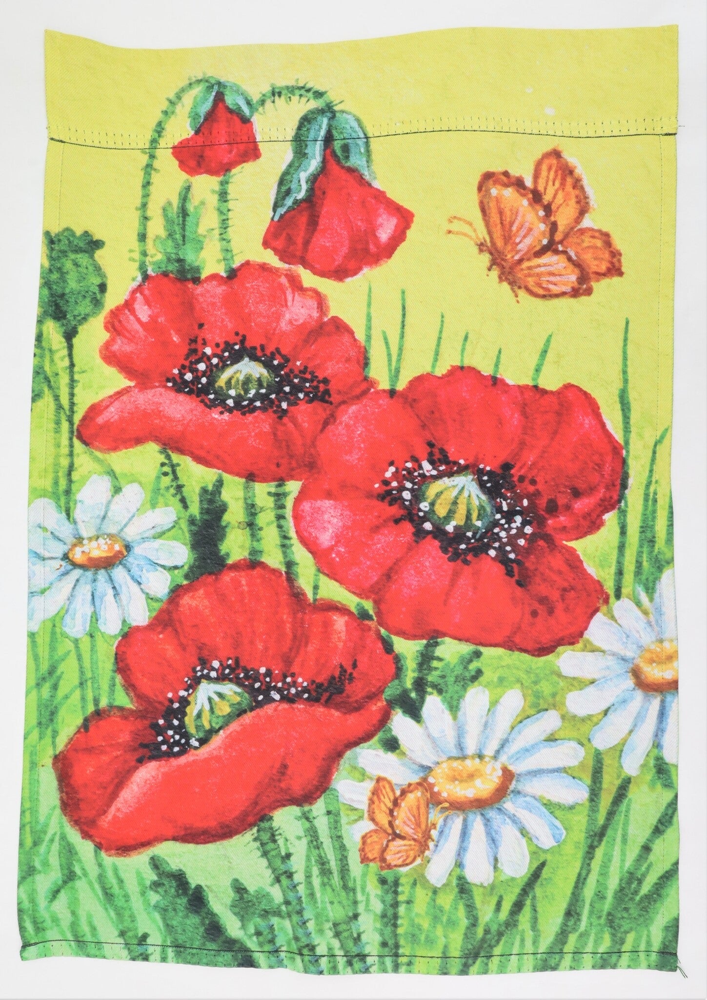 Poppy, Daisy & Butterfly Garden Flag 12" x 18"