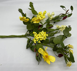 Yellow Flower, Greenery & Berry Bush 16"