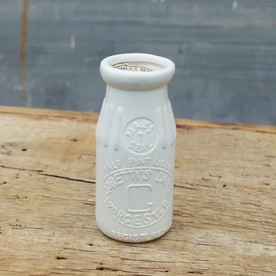 Farm Fresh Milk Bottle Vase 5" Ceramic