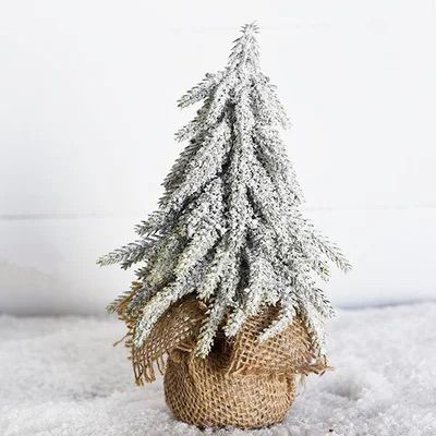 Frosted Tree In Burlap Bag 8"