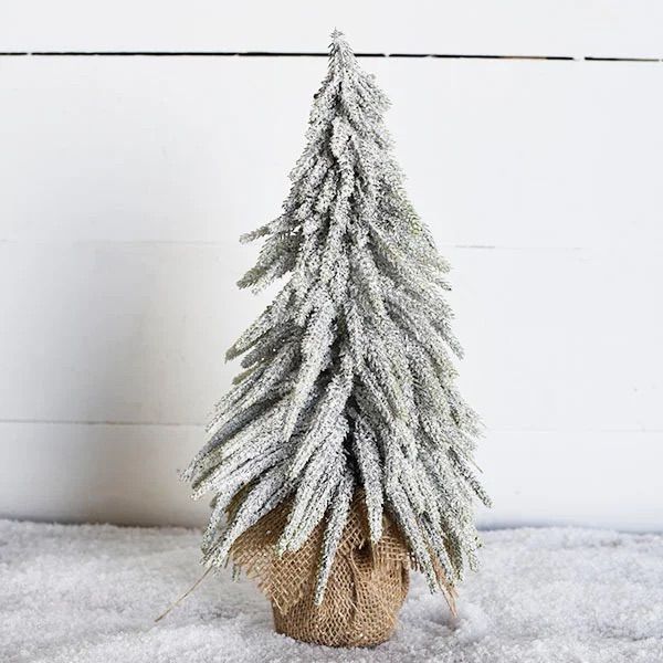 Frosted Tree In Burlap Bag 14"
