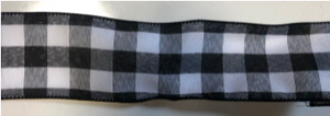 Buffalo Check Black & White Wired Ribbon 2.5"