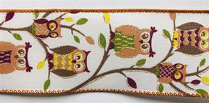 Owl Wired Ribbon 10 Yards x 2.5"