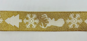 Gold Sparkle Patterned Wired Holiday Ribbon 2.5" x 10YDS