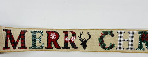 Merry Christmas Wired Ribbon 2.5" x 10 Yards