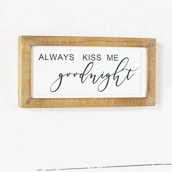Kiss Goodnight Tin & Wood Sign
