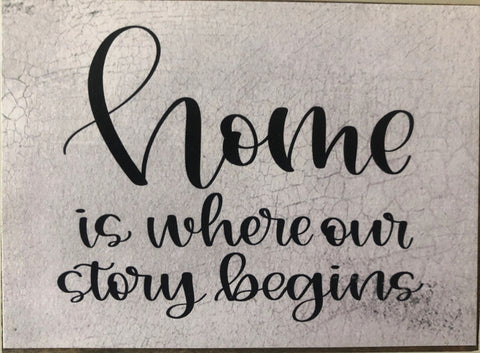 Home is Where our Story Begins.. 3 x 4 Block Sign