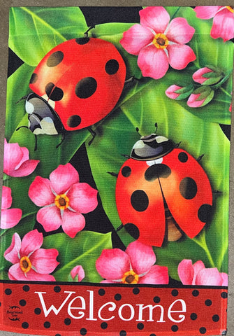 Ladybug Welcome garden flag 12" x 18"