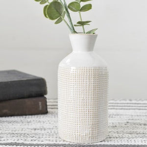 White Textured Vase 7"