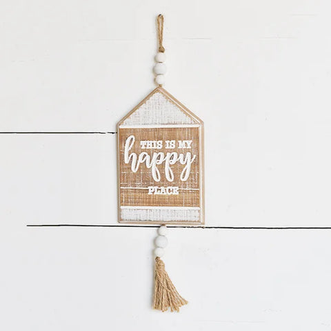 My Happy Place Beaded Sign