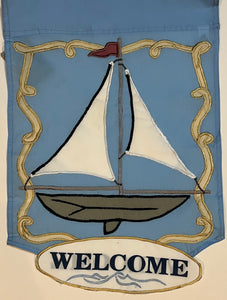 Welcome Sailboat Garden Flag